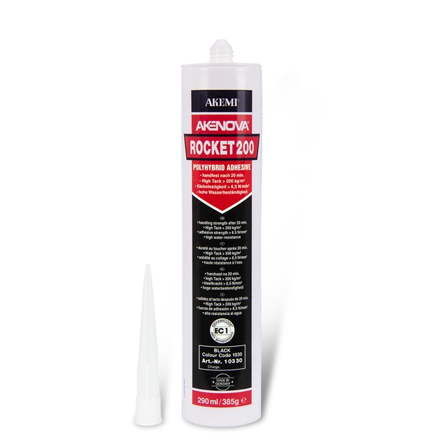 AKENOVA ROCKET 200 schwarz 290ml Kartusche, schneller 1K-Klebstoff Basis Polyhybrid