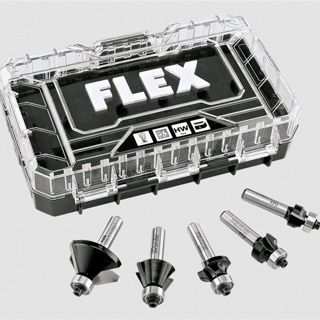 FLEX Kantenfräser Radien und Fasen Set 5-Teilig für Oberfräser