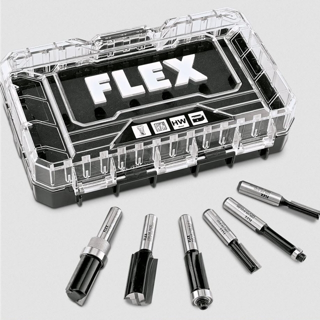 FLEX Kantenfräser Nut und Bündig Set 6-Teilig für Oberfräser