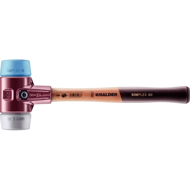 SIMPLEX Schonhammer mit Stahlgussgehäuse und Holzstiel Ø60mm, TPE-mid / TPE-soft