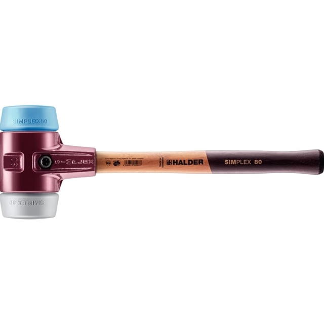 SIMPLEX Schonhammer mit Stahlgussgehäuse und Holzstiel Ø80mm, TPE-mid / TPE-soft