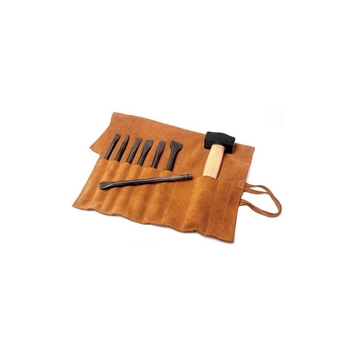 Bildhauer Lederrolltasche für Steinwerkzeuge 10 Einsteckplätze, Breite: 38 cm